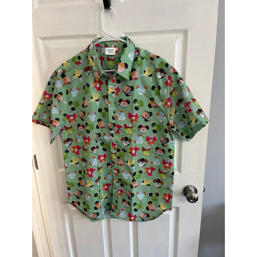 Peter Pan Mouse Ears Men's Button Up Shirt Size L New Without Tags